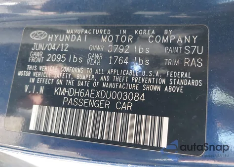 2013 Hyundai Elantra Gs из США, поврежденный, VIN KMHDH6AEXDU003084